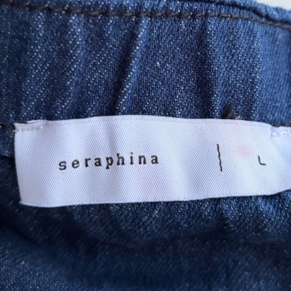 Seraphina Denim Maxi Dress Blue Top Elastic Waist Tube Casual Chic L $170 - Picture 10 of 12